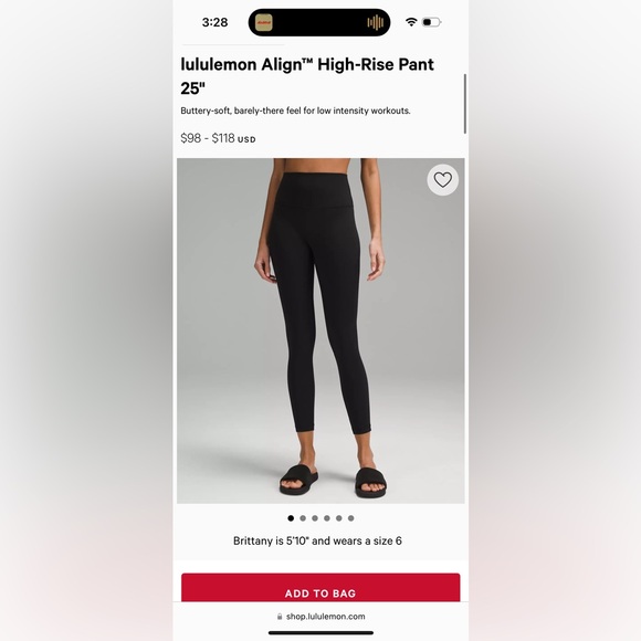 Lululemon align high rise 25” leggings black size 6 - Picture 1 of 5